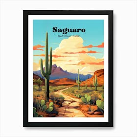 Saguaro National Park Tucson Arizona Desert Travel Art Illustration Art Print