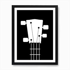 Ukulele Head Black and White Poster