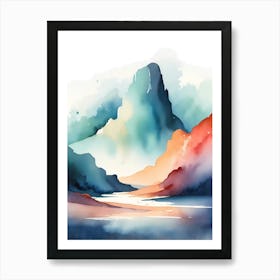 Watercolor Mountain Landscape 1 Art Print