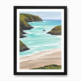 Gwithian Beach, Cornwall Contemporary Illustration   Art Print