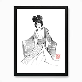 Dancing Geisha Art Print