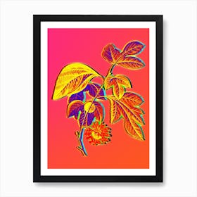 Neon Paper Mulberry Flower Botanical in Hot Pink and Electric Blue n.0226 Art Print