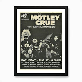 Motley Crue Vintage Concert Music Poster Art Print