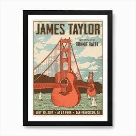 Vintage Tin Signs James Taylor With Bonnie Raitt Concert Poster Art Print