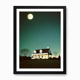 Haunting House At Night Art Print