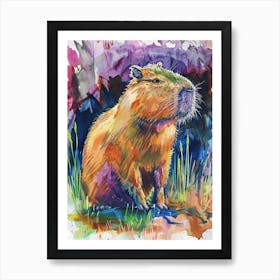 Capybara Colourful Watercolour 1 Art Print