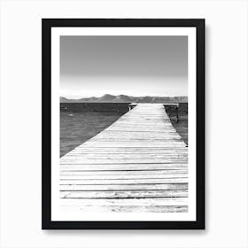 Mallorca Black And White Pier Art Print