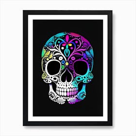 Skull With Vibrant Colors 2 Doodle Art Print
