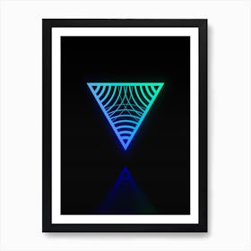 Neon Blue and Green Abstract Geometric Glyph on Black n.0035 Art Print