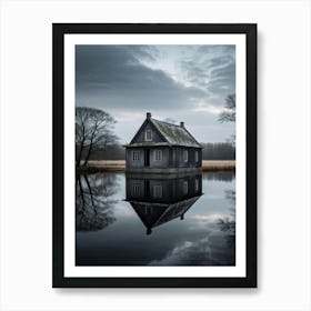 Old House Standing Still Solitary And Picturesque Against A Minimalist Stark Black Background A H Art Print