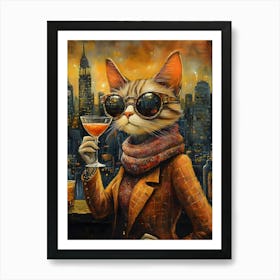 City Cat At Rooftop Bar 6 Art Print