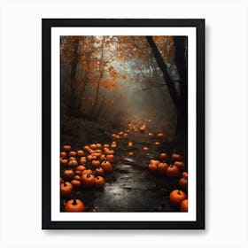 Pumpkins In The Woods Art Print