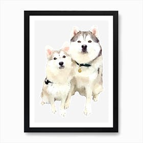 Dogs Watercolor Painting Art Print