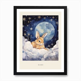 Baby Hare 2 Sleeping In The Clouds Nursery Poster Art Print