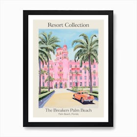 Poster Of The Breakers Palm Beach   Palm Beach, Florida   Resort Collection Storybook Illustration 4 Art Print