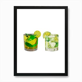 Two Drinks On A White Background Art Print