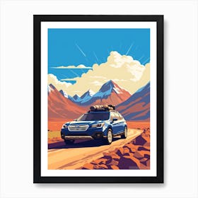 A Subaru Outback In The Andean Crossing Patagonia Illustration 3 Art Print