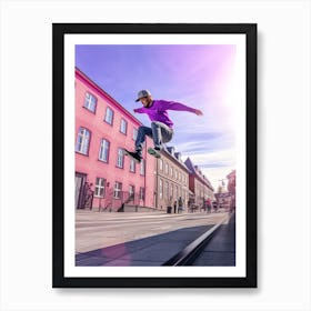 Skateboarding In Copenhagen, Denmark Futuristic 4 Art Print