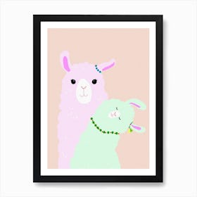 Llama Alpaca Lama Wool Drawing Cute Art Print