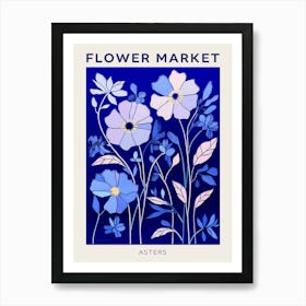 Blue Flower Market Poster Asters 4 Art Print