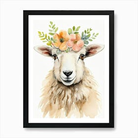 Baby Blacknose Sheep Flower Crown Bowties Animal Nursery Wall Art Print (23) Art Print