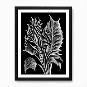 Lobelia Leaf Linocut 2 Art Print