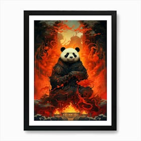 Panda Bear In Fire Art Print