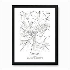 Alencon,France Minimalist Map Art Print