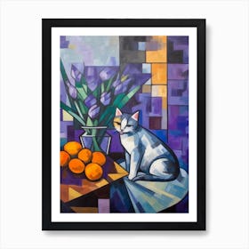 Lavender With A Cat 4 Cubism Picasso Style Art Print