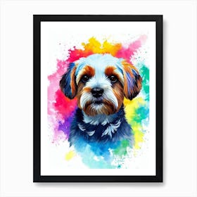 Dandie Dinmont Terrier Rainbow Oil Painting Dog Art Print