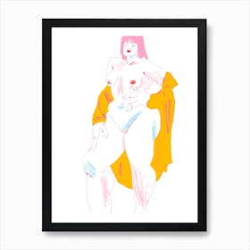 White And Yellow Nude Art Print