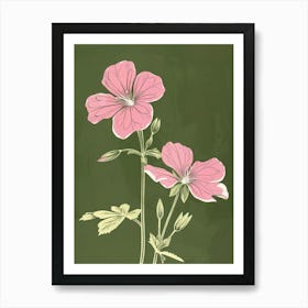 Pink & Green Geranium Art Print