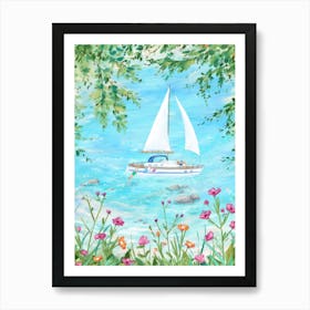 Boat In The Bay Art Print