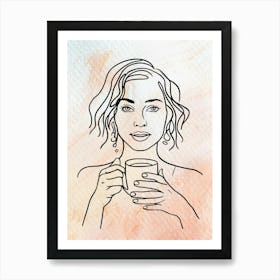 Woman Drinking Coffee Art Print