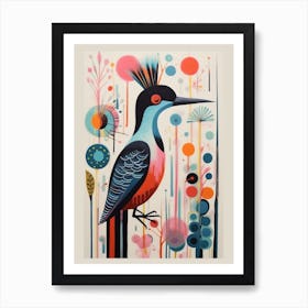 Colourful Scandi Bird Grebe 2 Art Print