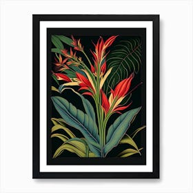 Heliconia 1 Floral Botanical Vintage Poster Flower Art Print