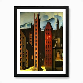 Sci Fi Futuristic Science Fiction City Neon Scene Artistic Technology Machine Fantasy Gothic Town Buildings Architecture Outdoors Skyline Skyscrapers Downtown Art Print