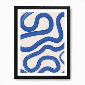 Blue Wavy Lines Art Print