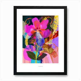 Veronica 1 Neon Flower Collage Poster Art Print