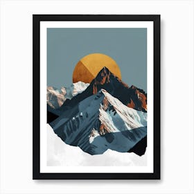 Veiled Peaks: Minimalist Essence Art Print