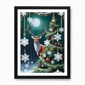 Deer In The Snow Art Print