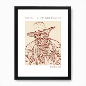 Line Art Minimalist – Portrait Of Patience Escalier Vincent Van Gogh – Classic Painting 1 Art Print