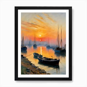 Sunset At The Harbor 2 Art Print