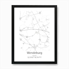 Wendeburg,Germany Minimalist Map Art Print