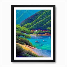 Ilhabela Brazil Pointillism Style Tropical Destination Art Print