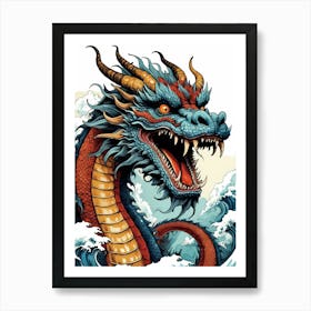 Japanese Dragon Pop Art Style (39) Art Print