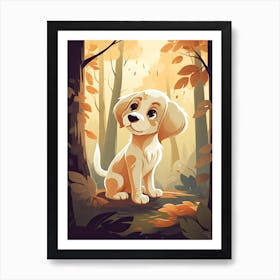 A Cute Puppy In The Forest Illustration 5watercolour Art Print