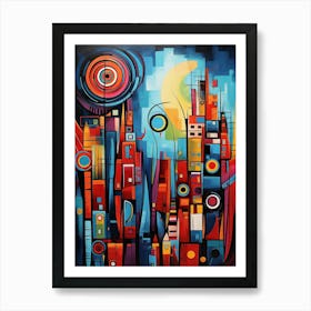 City Futuristic 01 - Abstract Vibrant Cubism Style Art Print