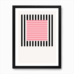 Stripes Pattern Poster Black & Pink Art Print