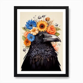 Bird With A Flower Crown Crow 2 Art Print